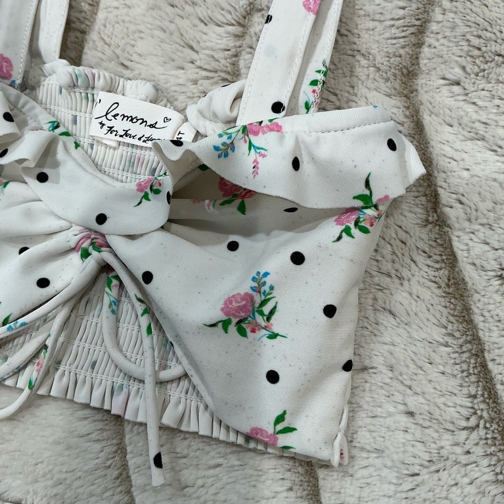 KIDS: For Love And Lemons Floral Polka Dot 2 Piece Bathing Suit - Picture 5 of 10
